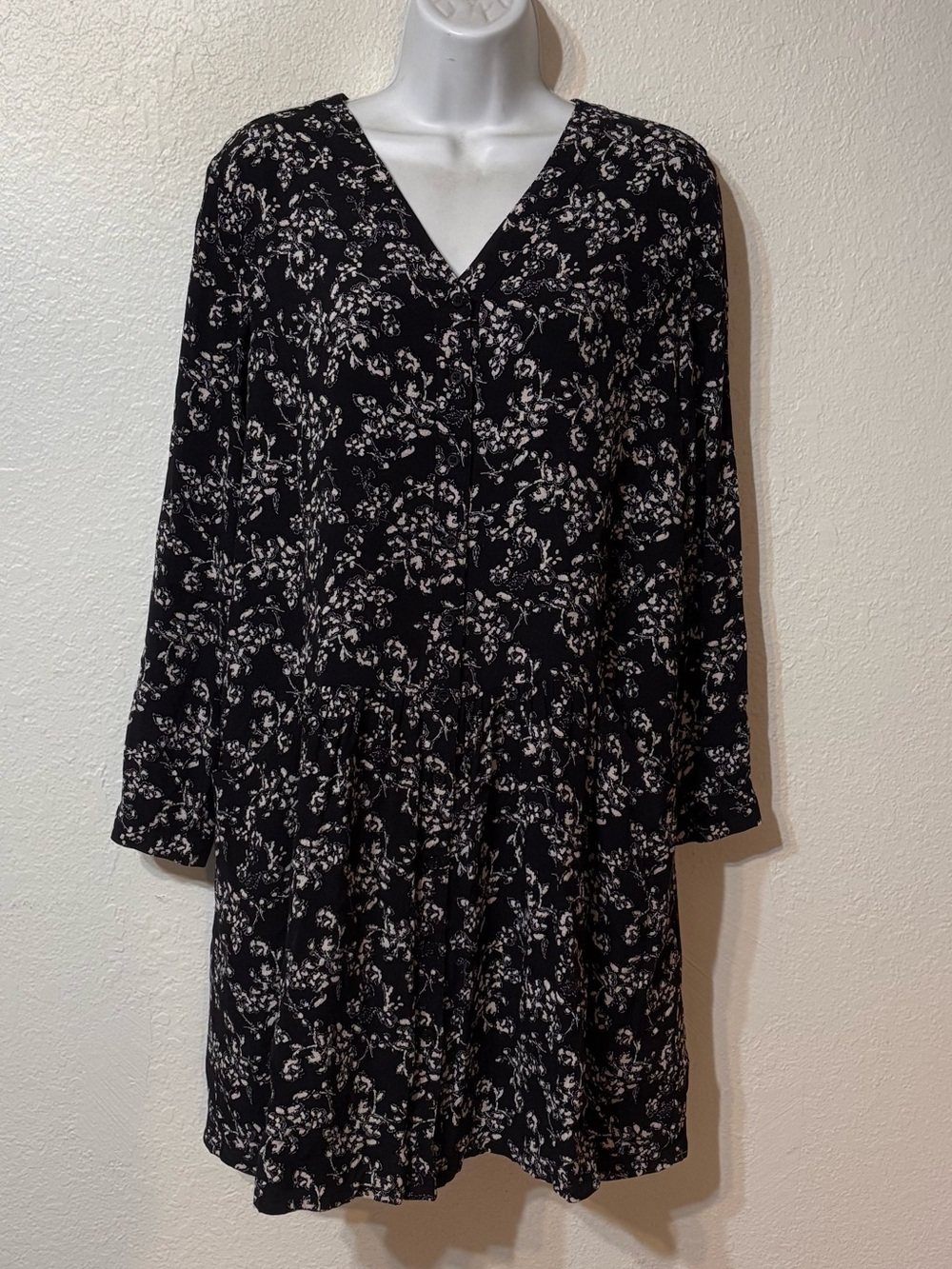 Garnet Hill Floral Drop Waist Button Front Dress Size 4